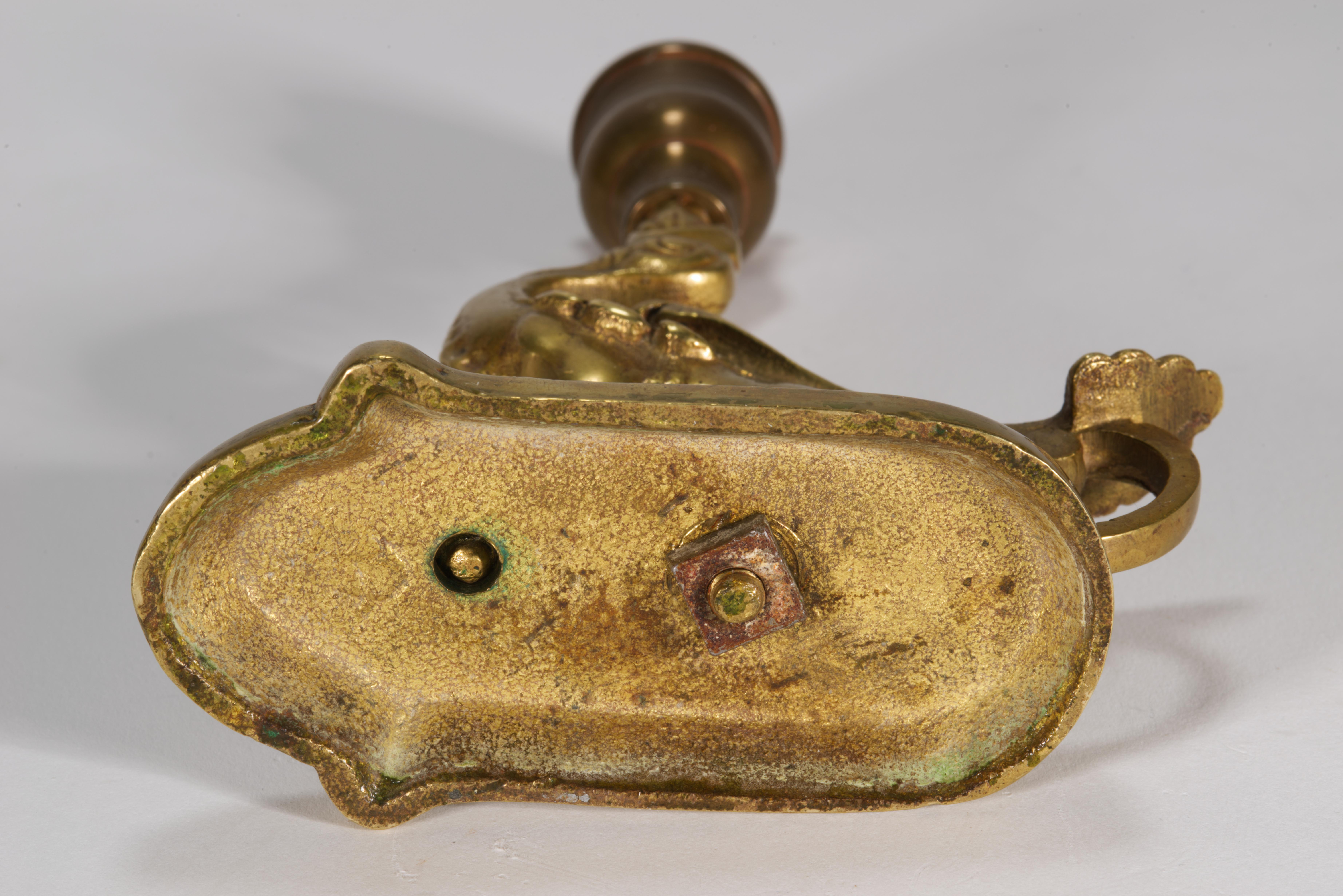 Pair of Antique Bronze Griffin Candle Holders For Sale 2