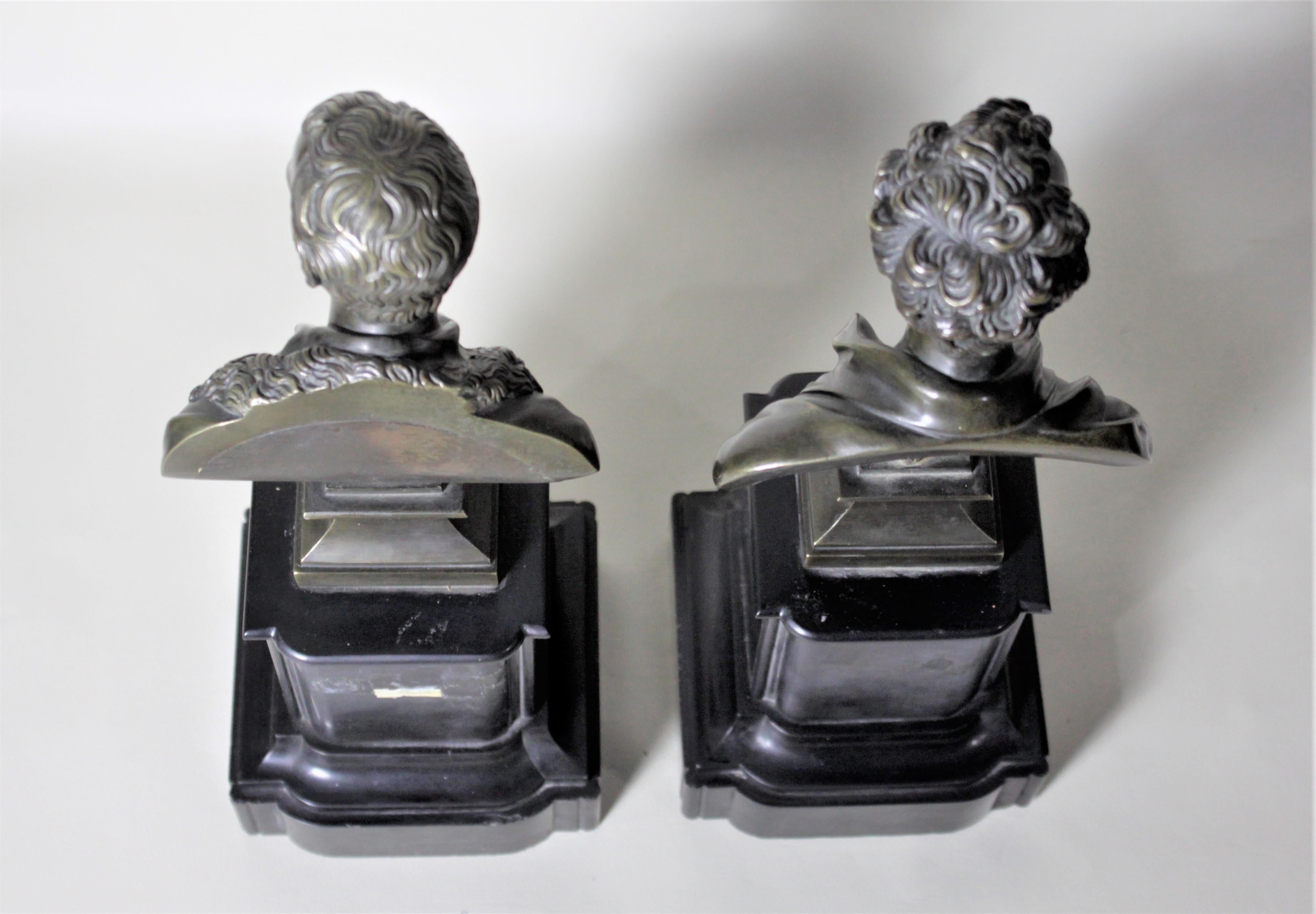 Edwardian Pair of Antique Bronze Statues of Poets Robert Burns & Walter Scott For Sale