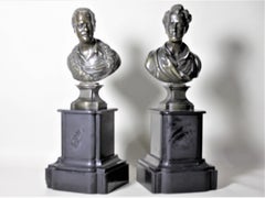 Pair of Antique Bronze Statues of Poets Robert Burns & Walter Scott
