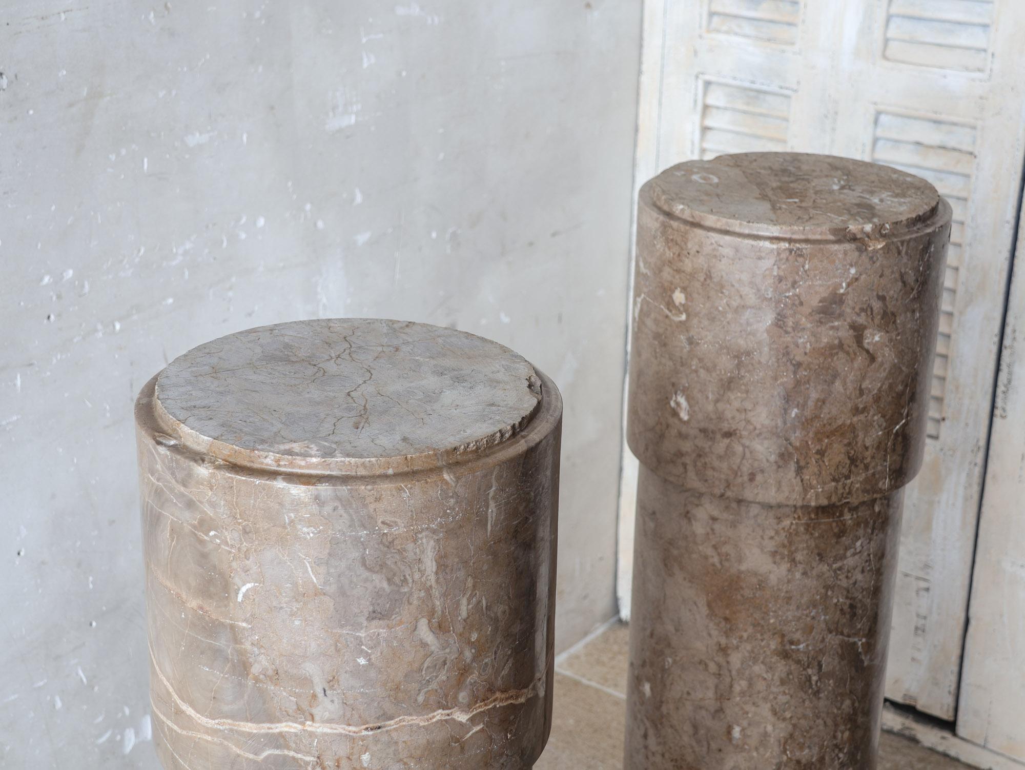 Pair of Antique Brown Solid Marble Columns, Brocatelle Veining, Classical Style For Sale 5