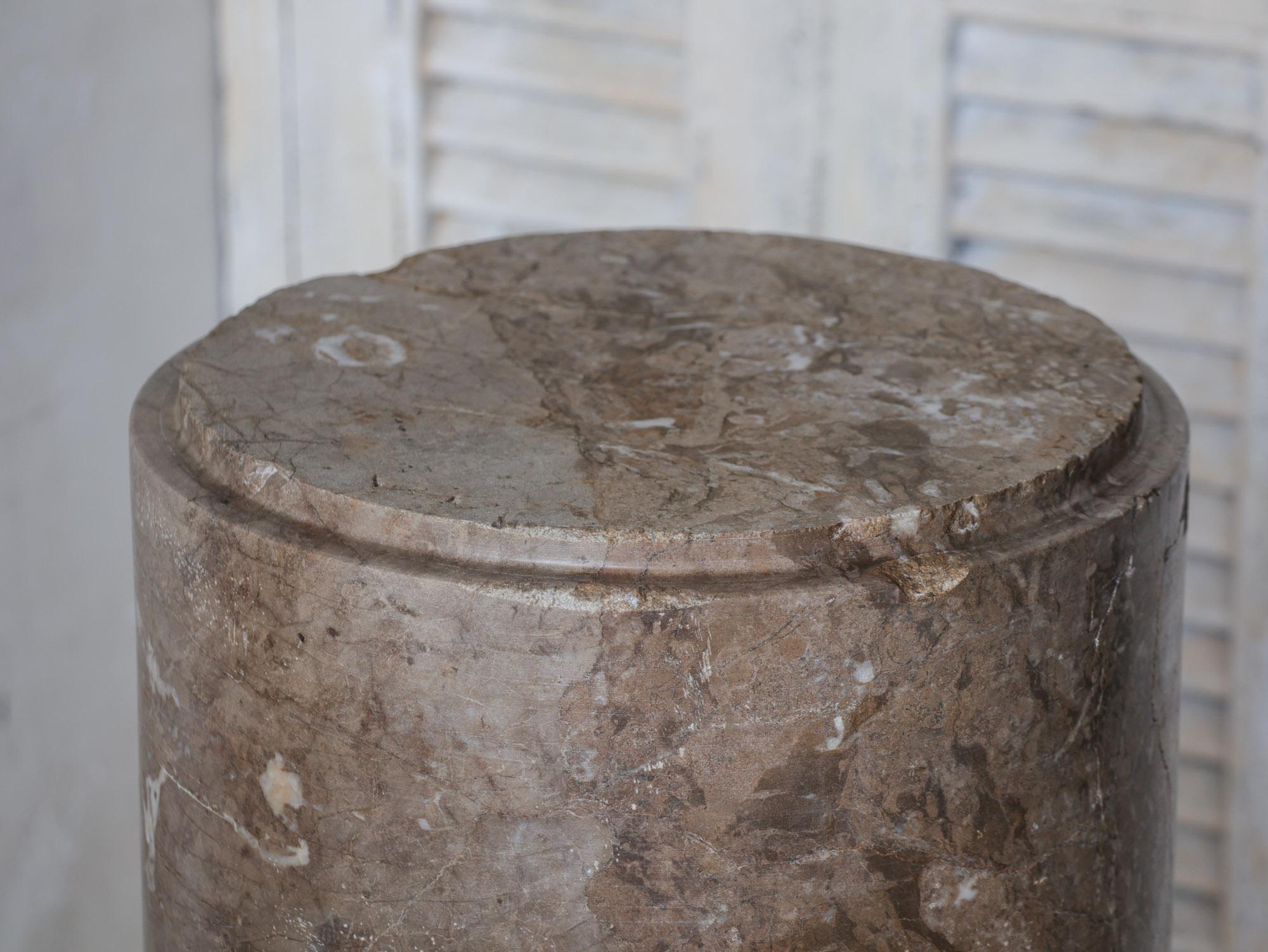 Pair of Antique Brown Solid Marble Columns, Brocatelle Veining, Classical Style For Sale 6