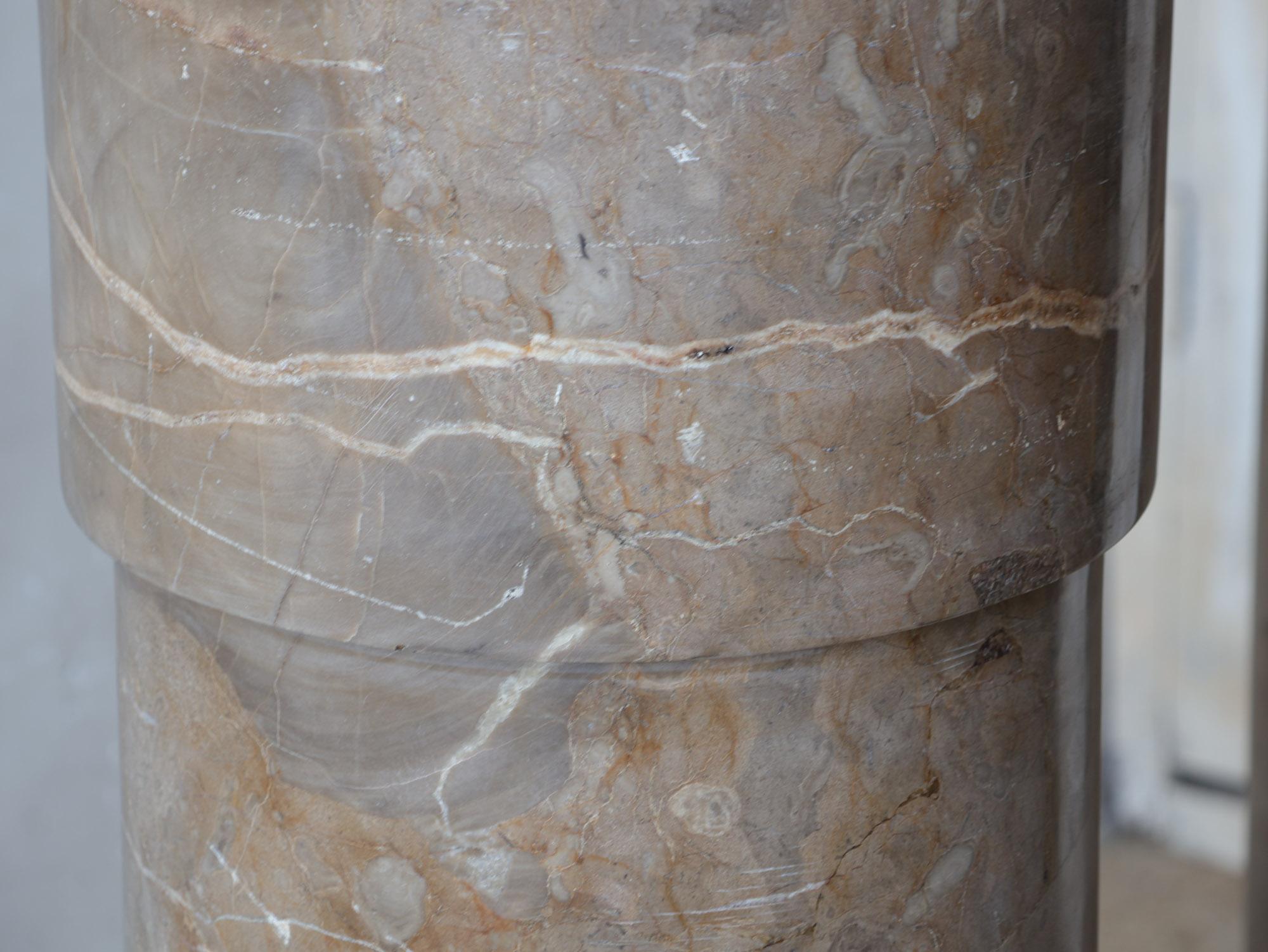 Pair of Antique Brown Solid Marble Columns, Brocatelle Veining, Classical Style For Sale 4