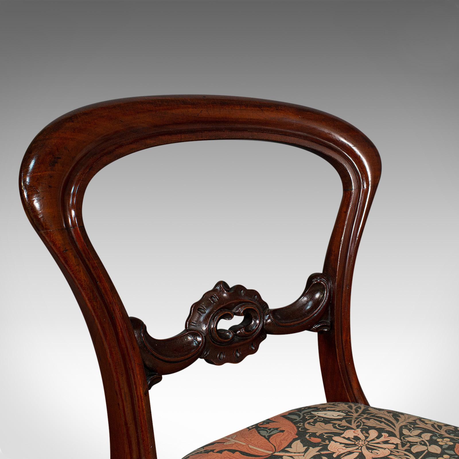 19th Century Pair of, Antique Buckle Back Chairs, English, Walnut, Dining, Side, Victorian