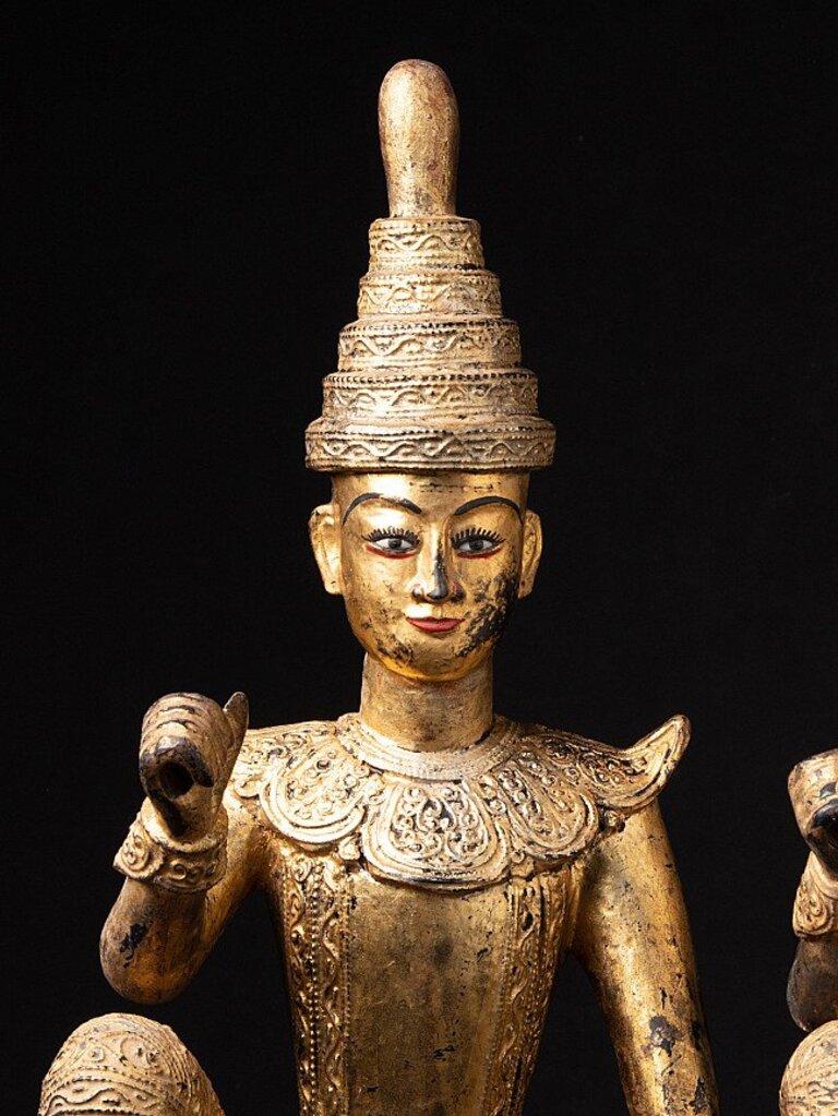 Pair of Antique Burmese Nat Statues from Burma For Sale 3