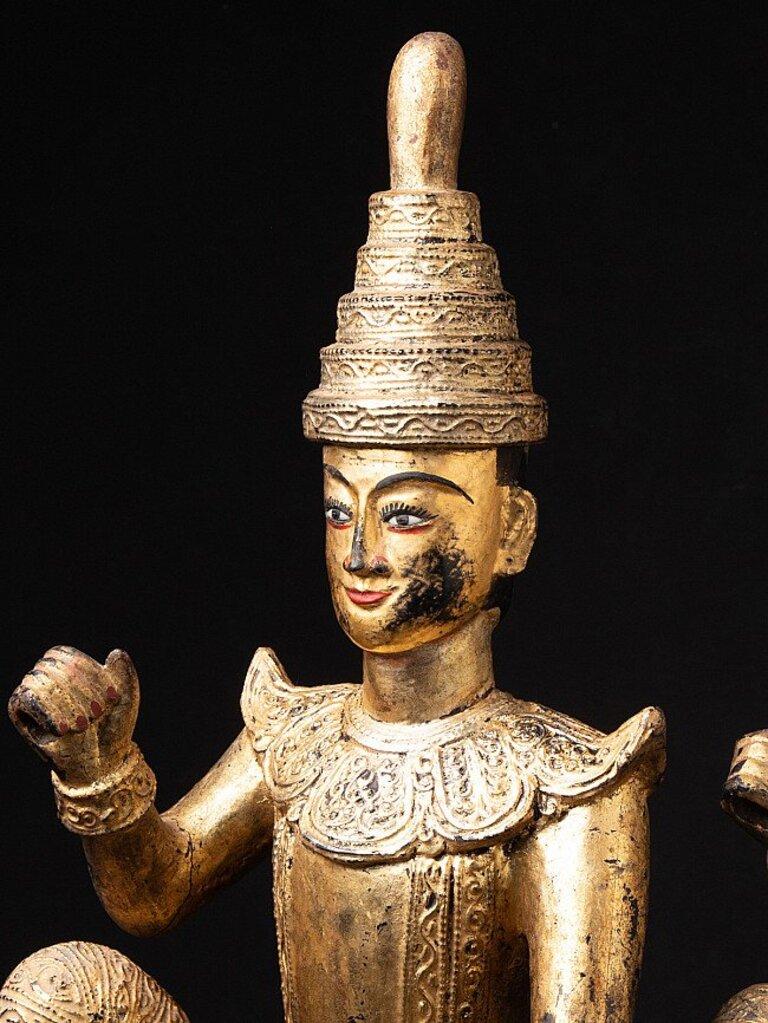Pair of Antique Burmese Nat Statues from Burma For Sale 4