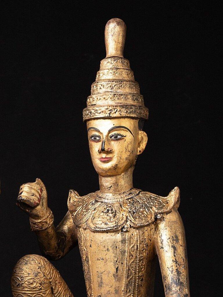 Pair of Antique Burmese Nat Statues from Burma For Sale 5
