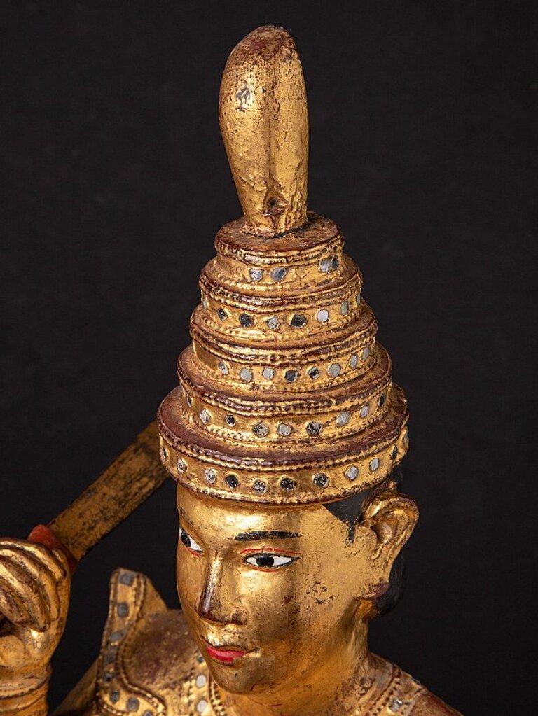 Pair of Antique Burmese Nat Statues from Burma For Sale 10