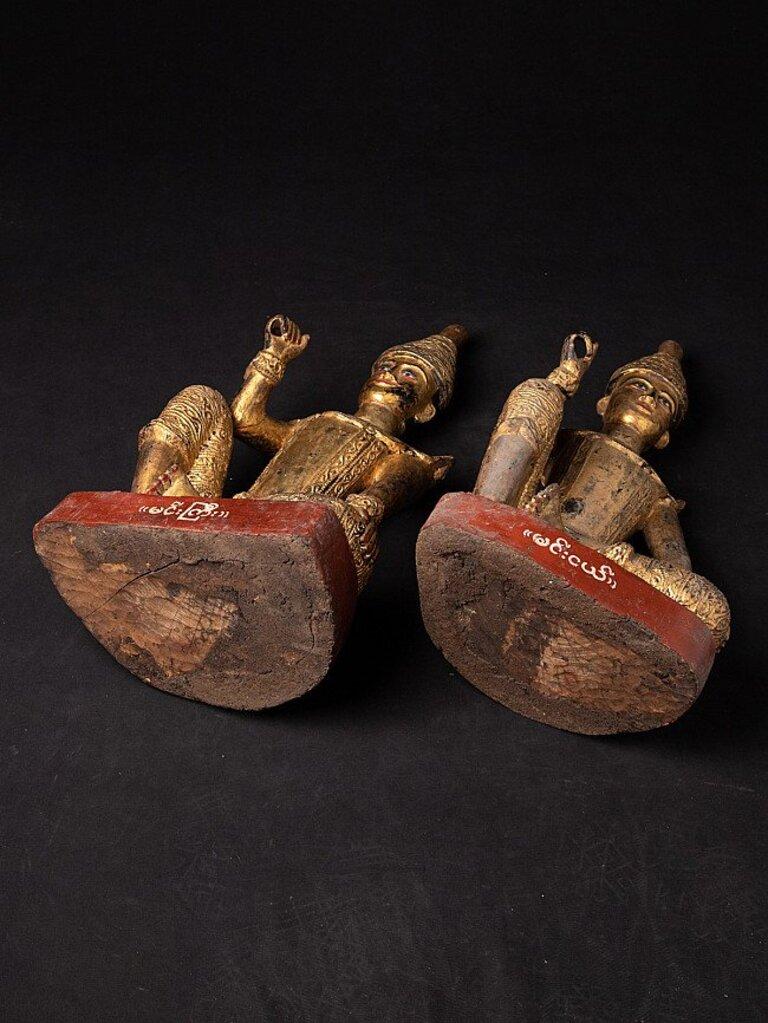 Pair of Antique Burmese Nat Statues from Burma For Sale 13