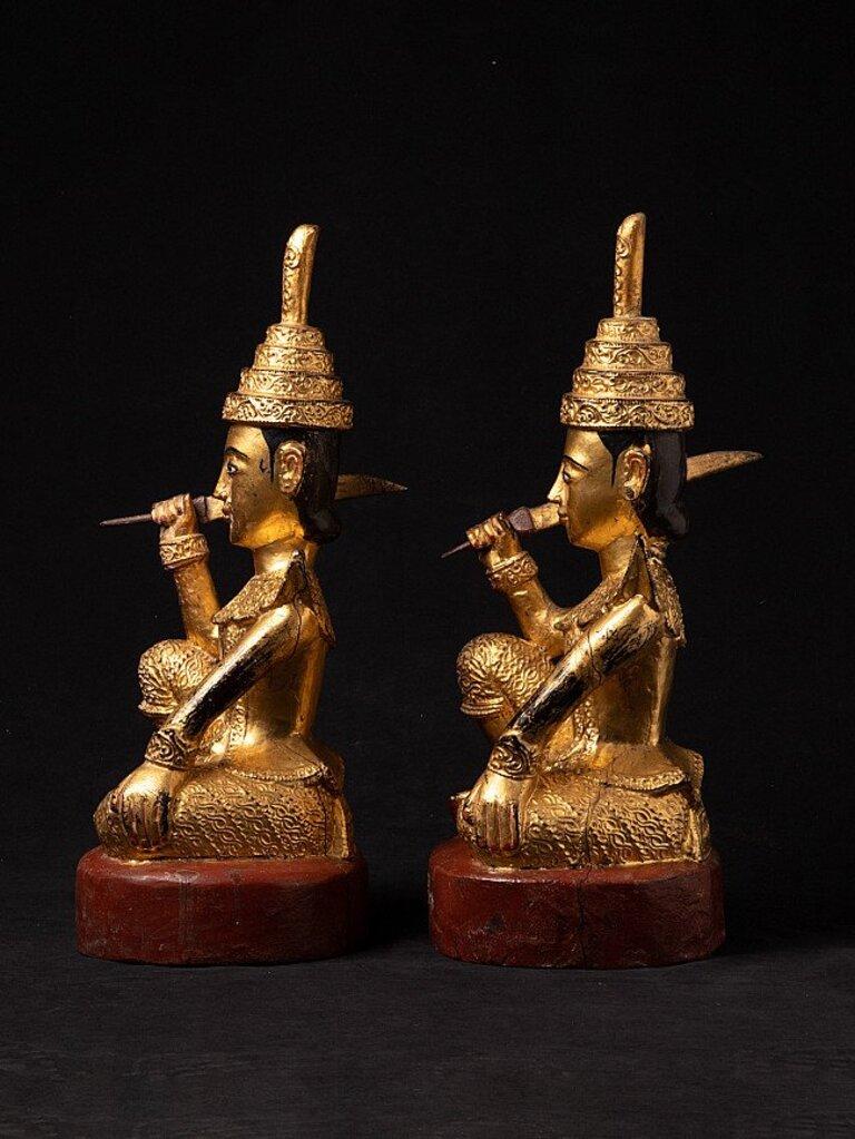 19th Century Pair of Antique Burmese Nat Statues from Burma For Sale