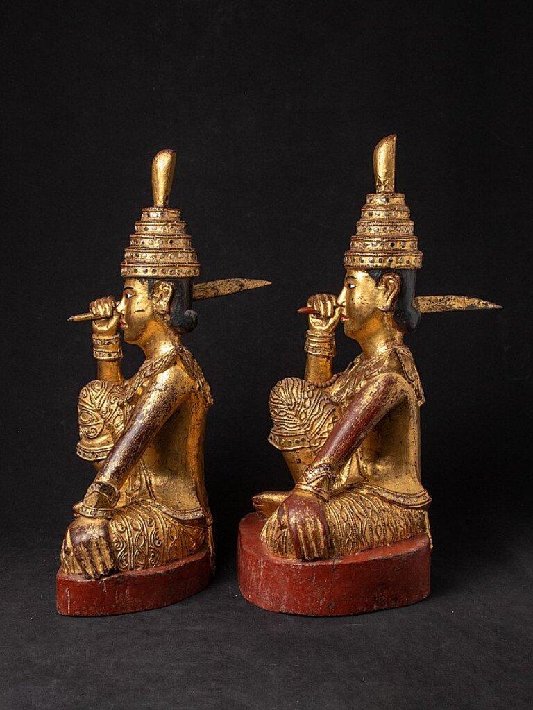 Ein Paar antike burmesische Nat-Skulpturen aus Birma im Zustand „Gut“ im Angebot in DEVENTER, NL