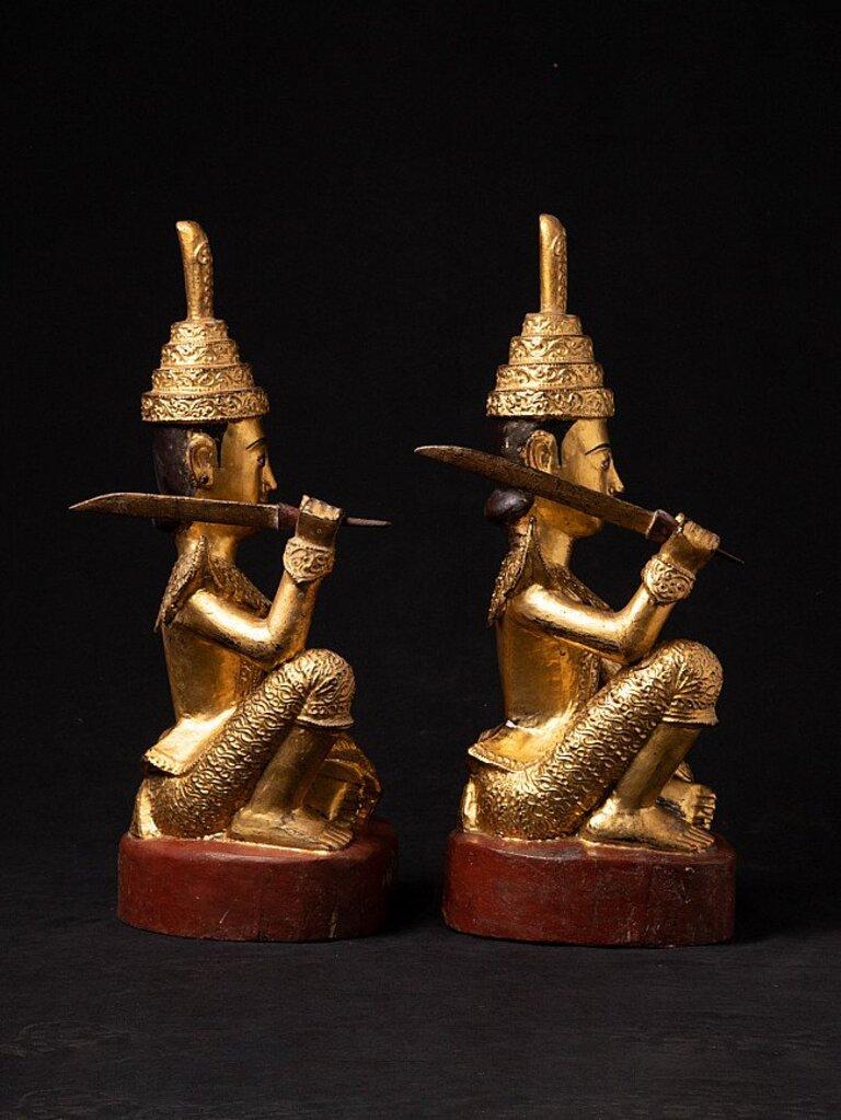 Pair of Antique Burmese Nat Statues from Burma For Sale 1