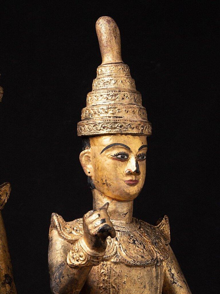 Pair of Antique Burmese Nat Statues from Burma For Sale 1