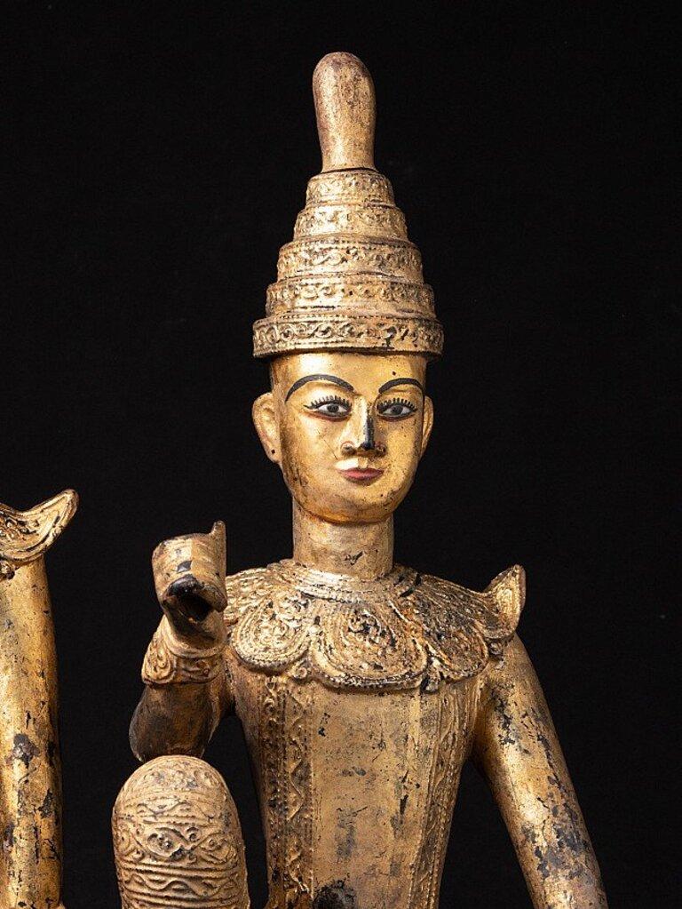 Pair of Antique Burmese Nat Statues from Burma For Sale 2