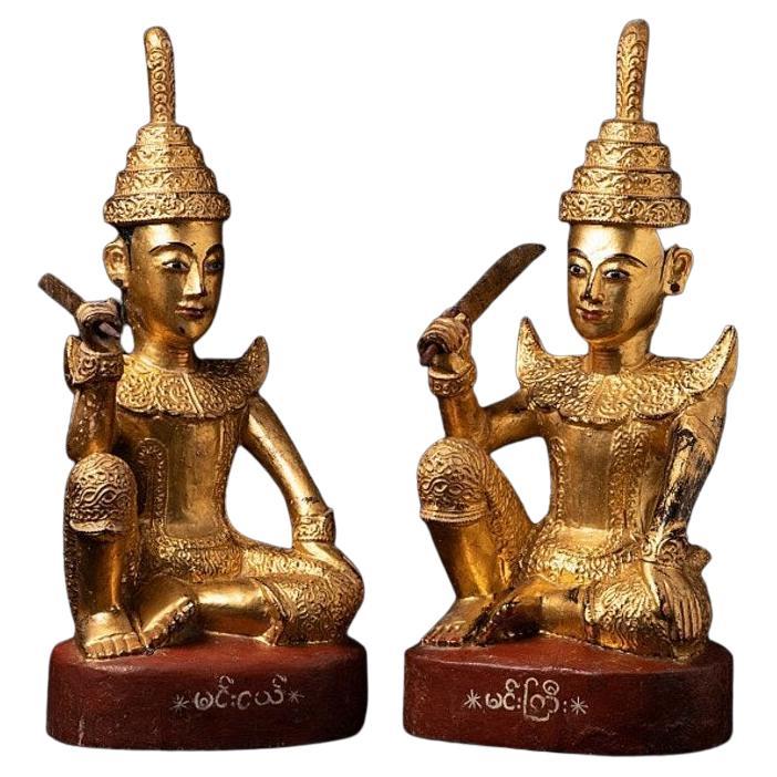 Pair of Antique Burmese Nat Statues from Burma For Sale