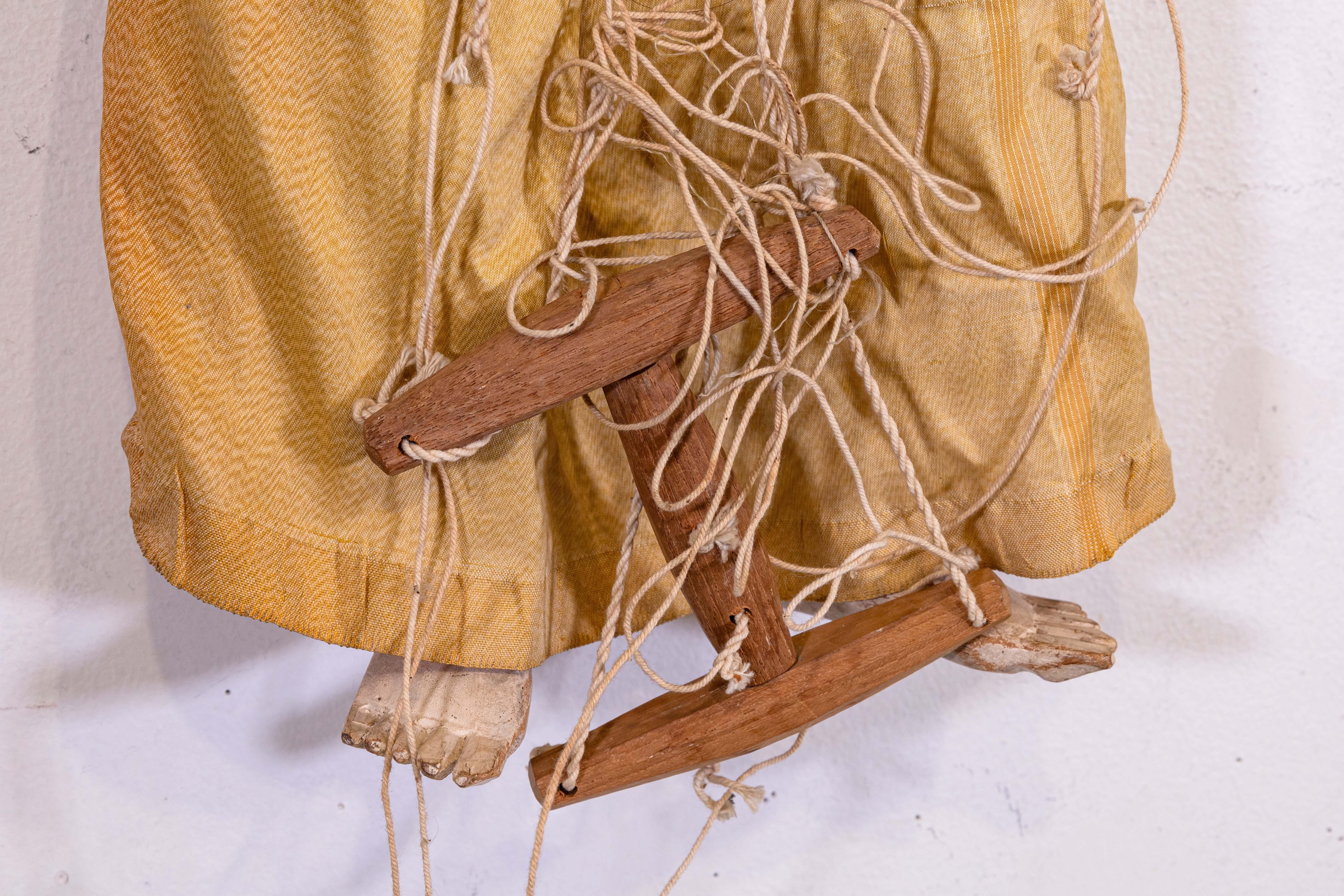 Paar antike burmesische Thailand Marionette-Puppenpuppenpuppenpuppenpuppenpuppen-Figurative Volkskunst im Angebot 5