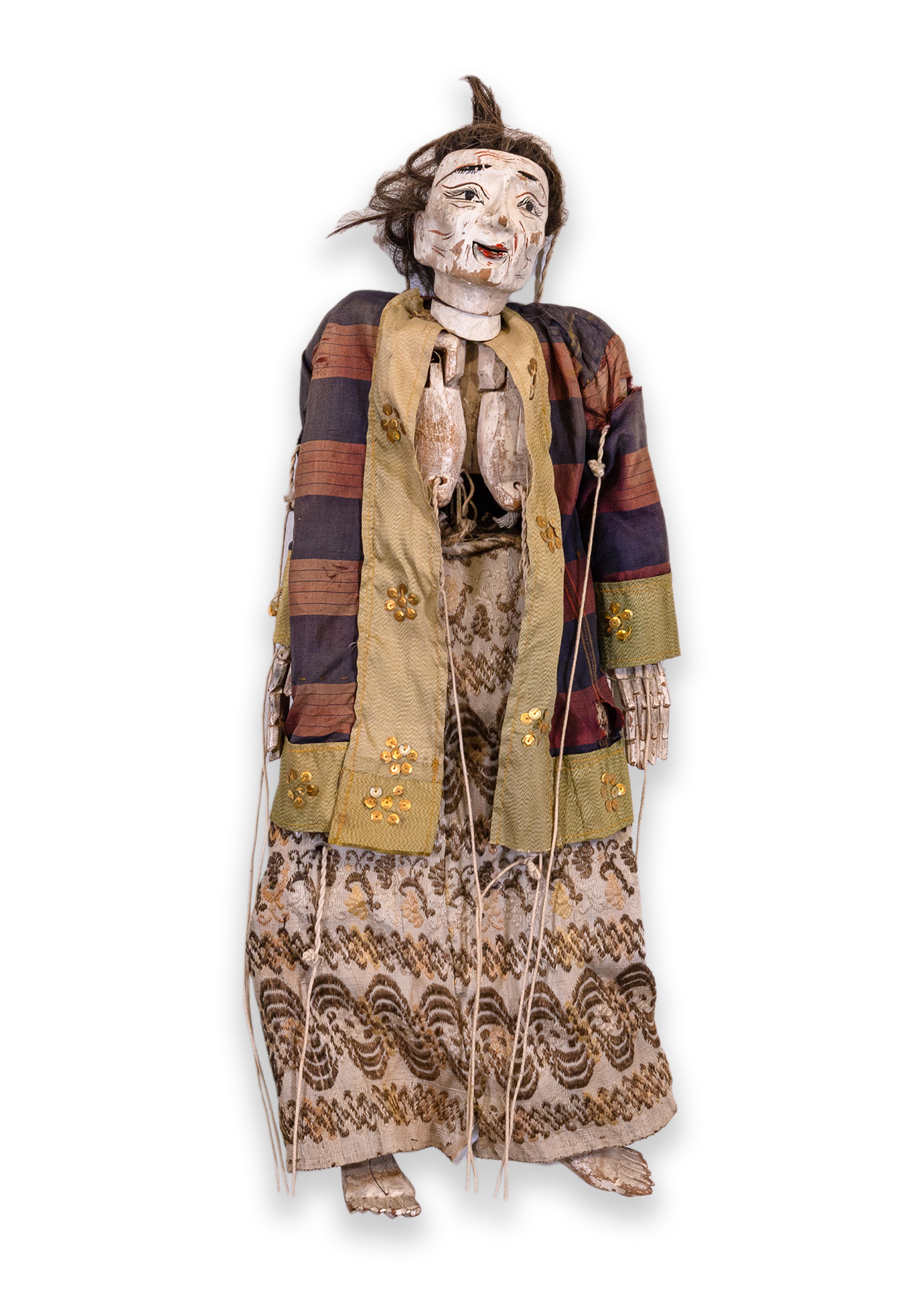 Paar antike burmesische Thailand Marionette-Puppenpuppenpuppenpuppenpuppenpuppen-Figurative Volkskunst (Thailändisch) im Angebot
