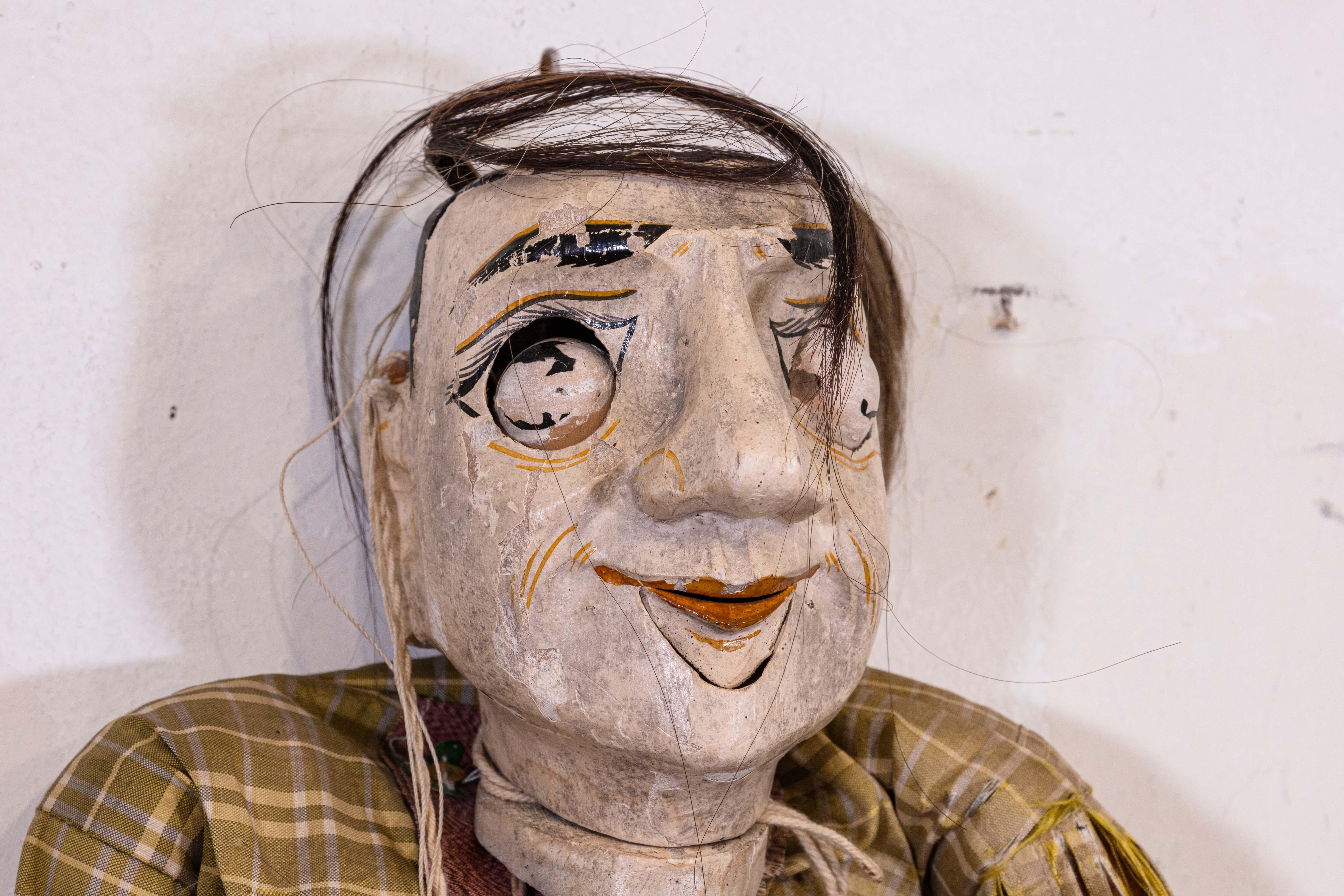 Paar antike burmesische Thailand Marionette-Puppenpuppenpuppenpuppenpuppenpuppen-Figurative Volkskunst im Angebot 2