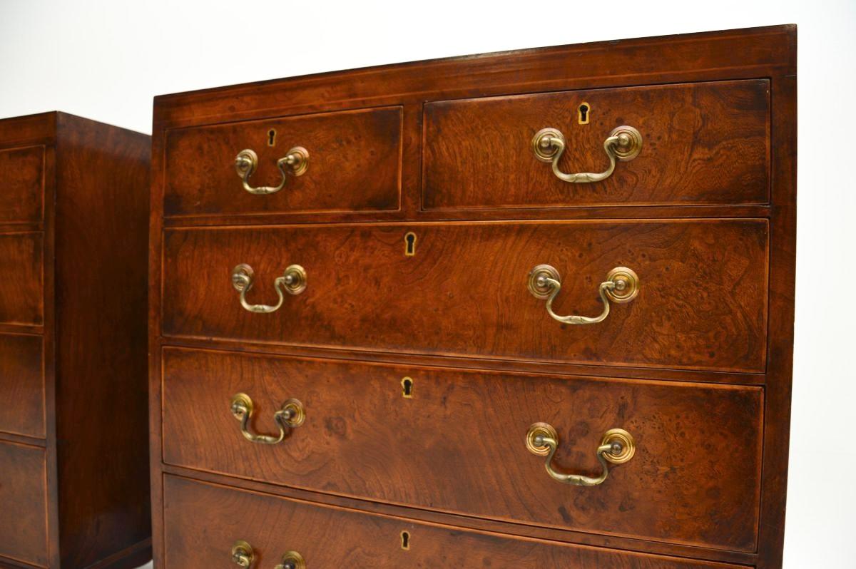 Pair of Antique Burr Elm Georgian Style Side Chests 4