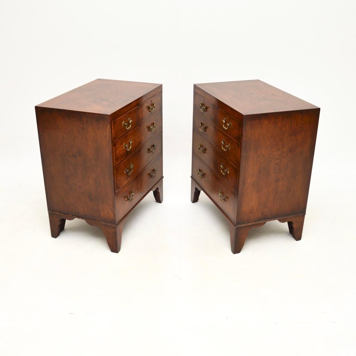 Sheraton Pair of Antique Burr Elm Georgian Style Side Chests