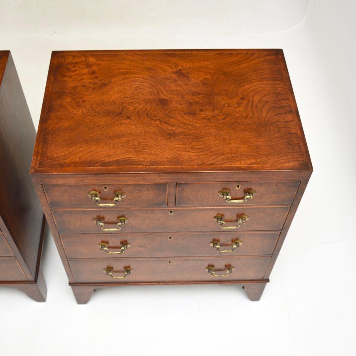 Pair of Antique Burr Elm Georgian Style Side Chests 1