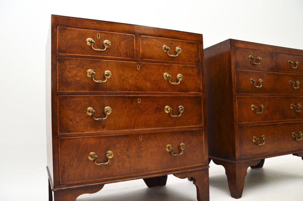 Pair of Antique Burr Elm Georgian Style Side Chests 3