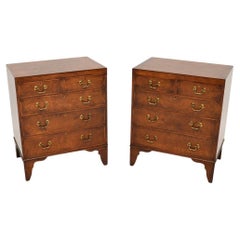 Pair of Antique Burr Elm Georgian Style Side Chests