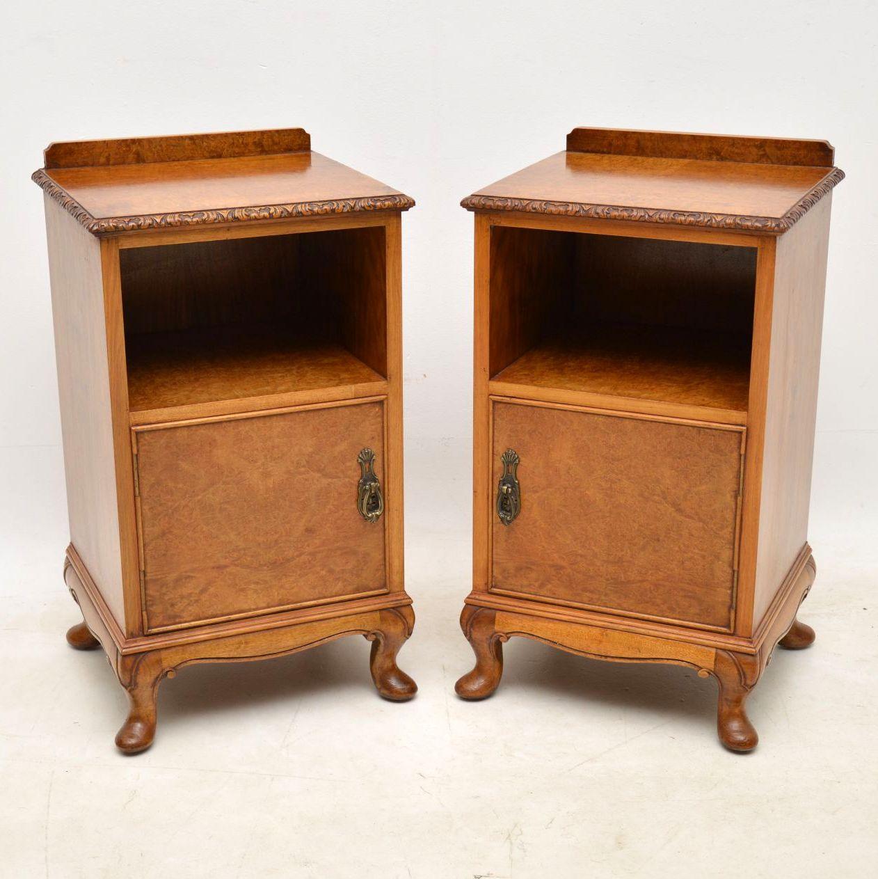 Pair of Antique Burr Walnut Bedside Cabinets 4