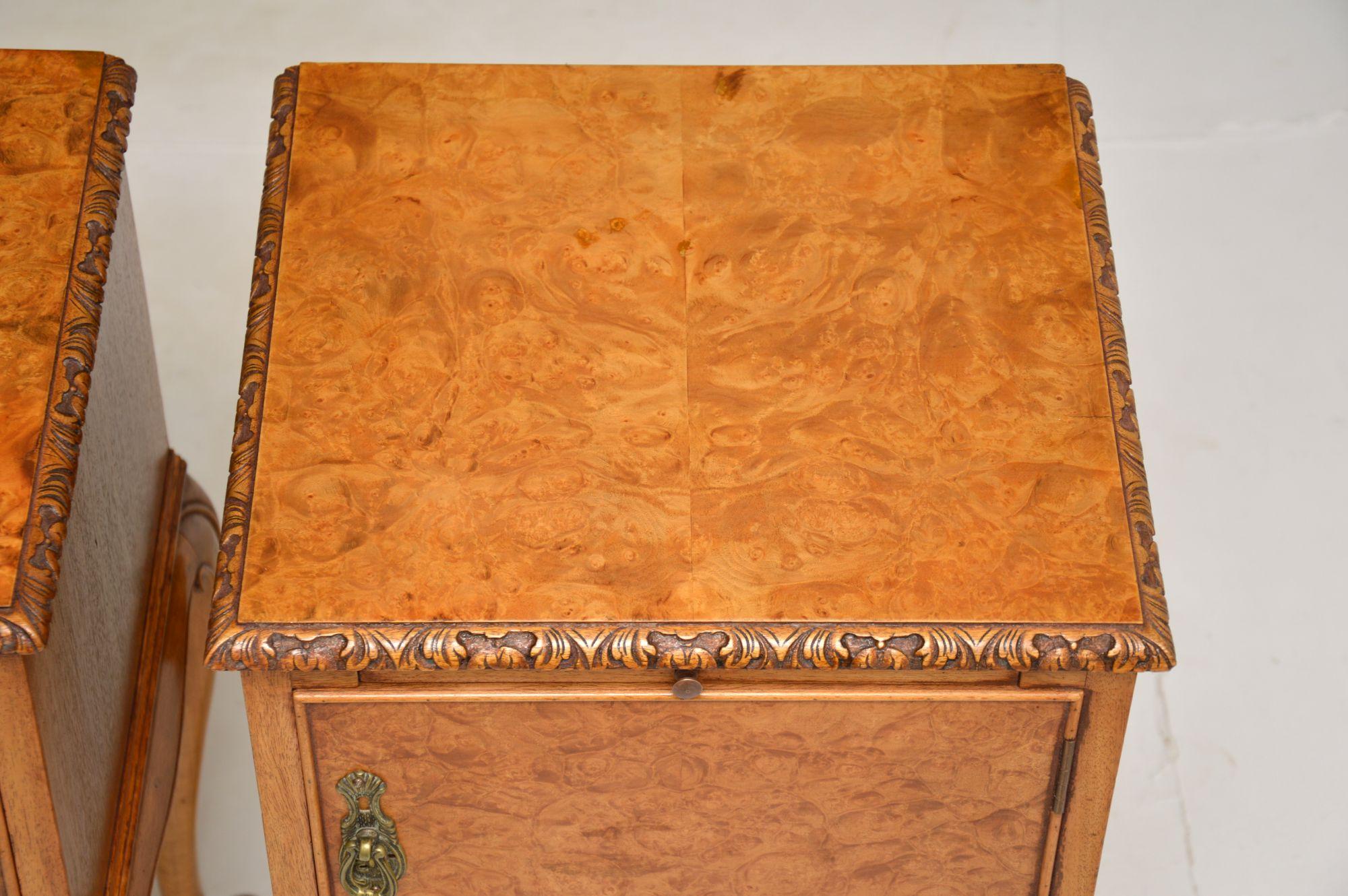 Pair of Antique Burr Walnut Bedside Cabinets 4
