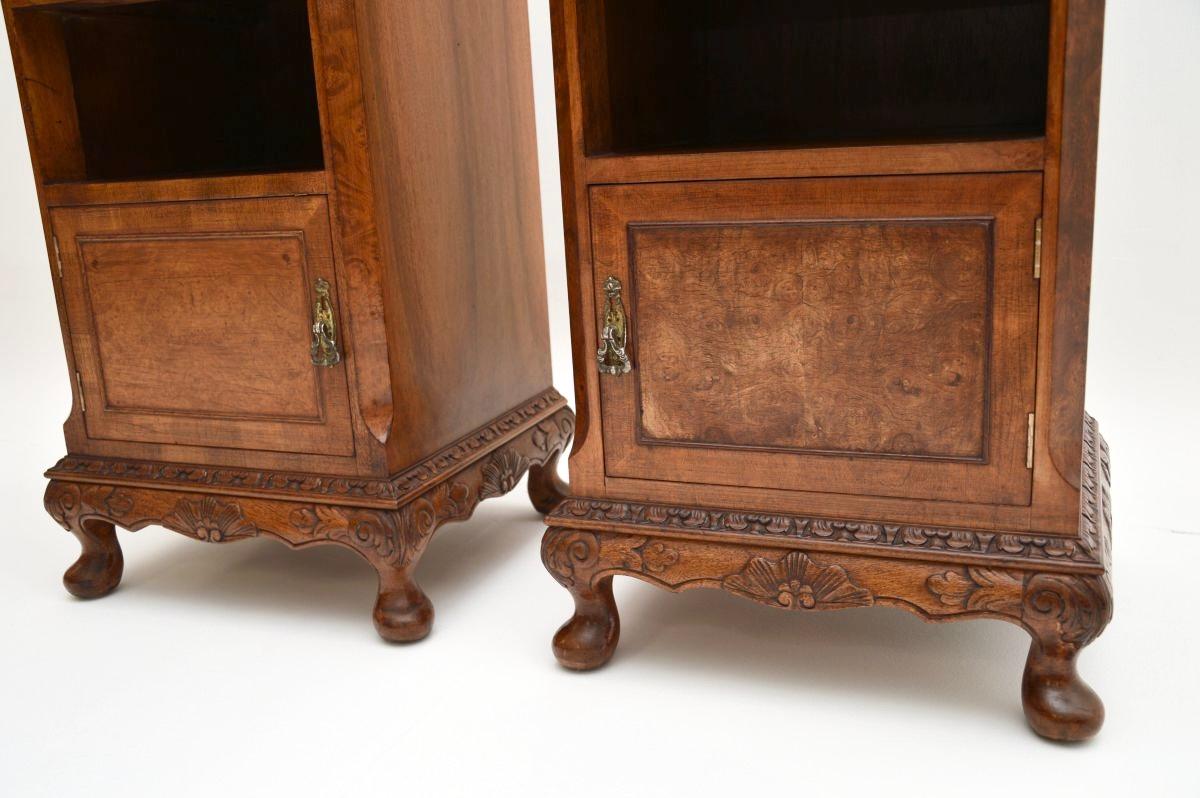 Pair of Antique Burr Walnut Bedside Cabinets For Sale 3