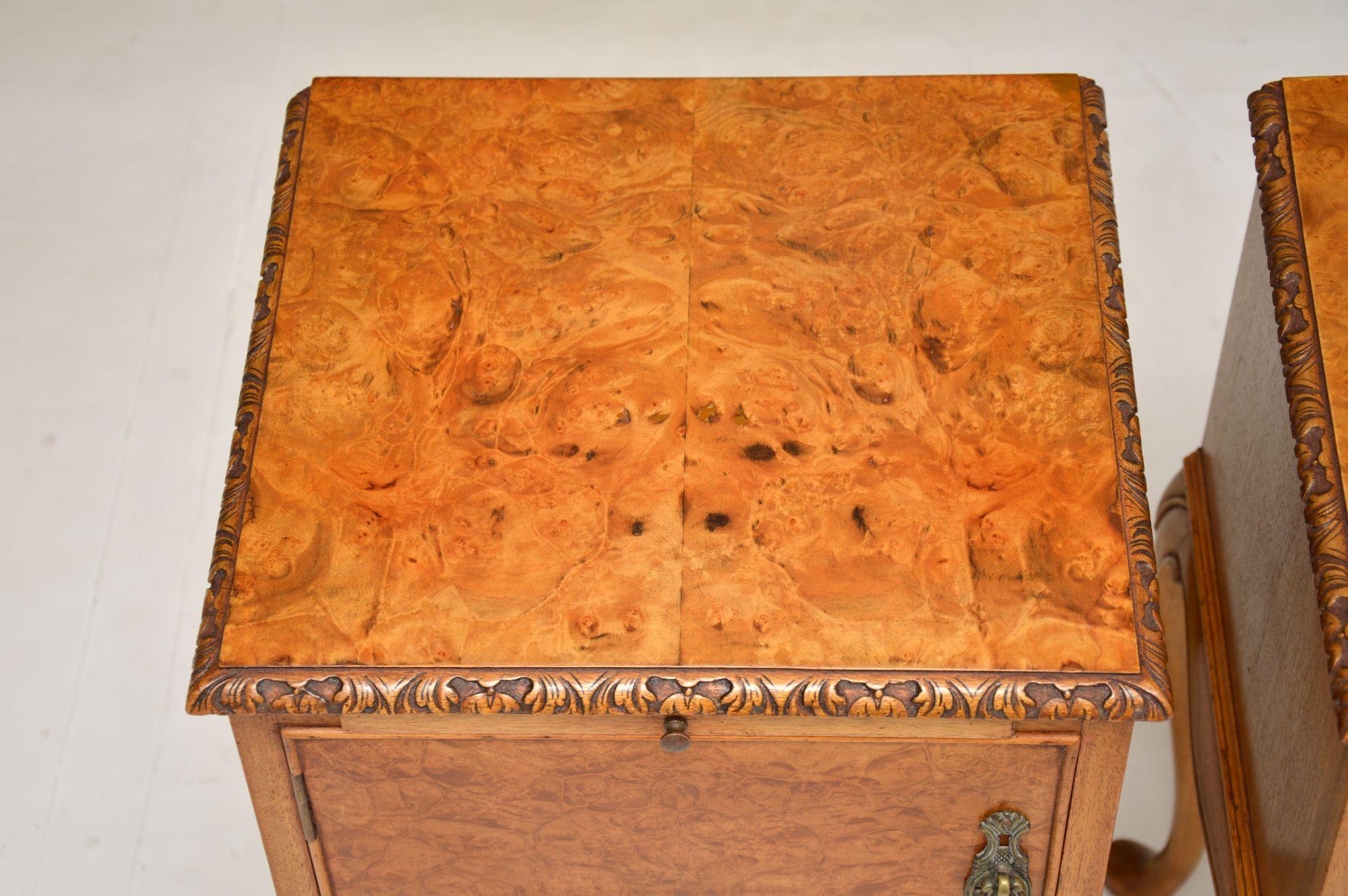 Pair of Antique Burr Walnut Bedside Cabinets 5