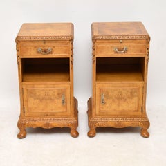 Pair of Antique Burr Walnut Bedside Cabinets