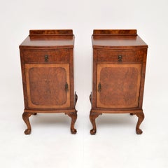 Pair of Antique Burr Walnut Bedside Cabinets