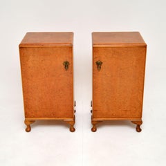 Pair of Antique Burr Walnut Bedside Cabinets