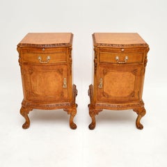 Pair of Antique Burr Walnut Bedside Cabinets