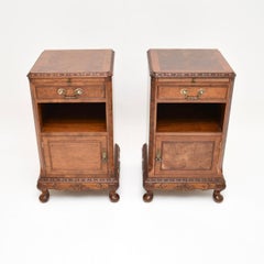 Pair of Antique Burr Walnut Bedside Cabinets