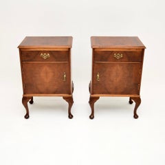 Pair of Antique Burr Walnut Bedside Cabinets