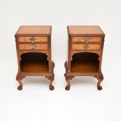 Pair of Antique Burr Walnut Bedside Cabinets