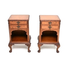 Pair of Antique Burr Walnut Bedside Cabinets