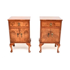 Pair of Antique Burr Walnut Bedside Cabinets