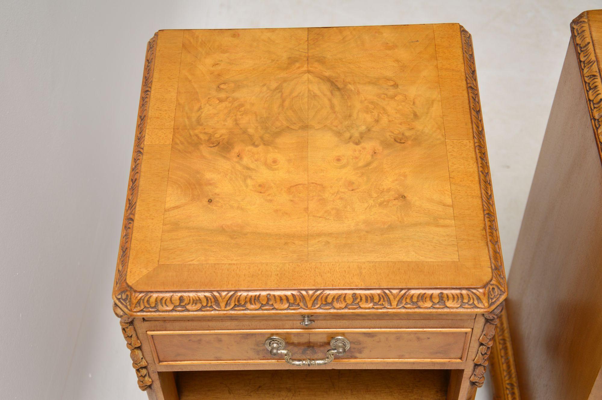 Pair of Antique Burr Walnut Bedside Cabinets 2