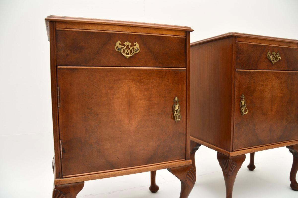 Pair of Antique Burr Walnut Bedside Cabinets 2