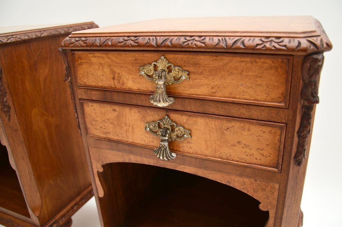 Pair of Antique Burr Walnut Bedside Cabinets 2