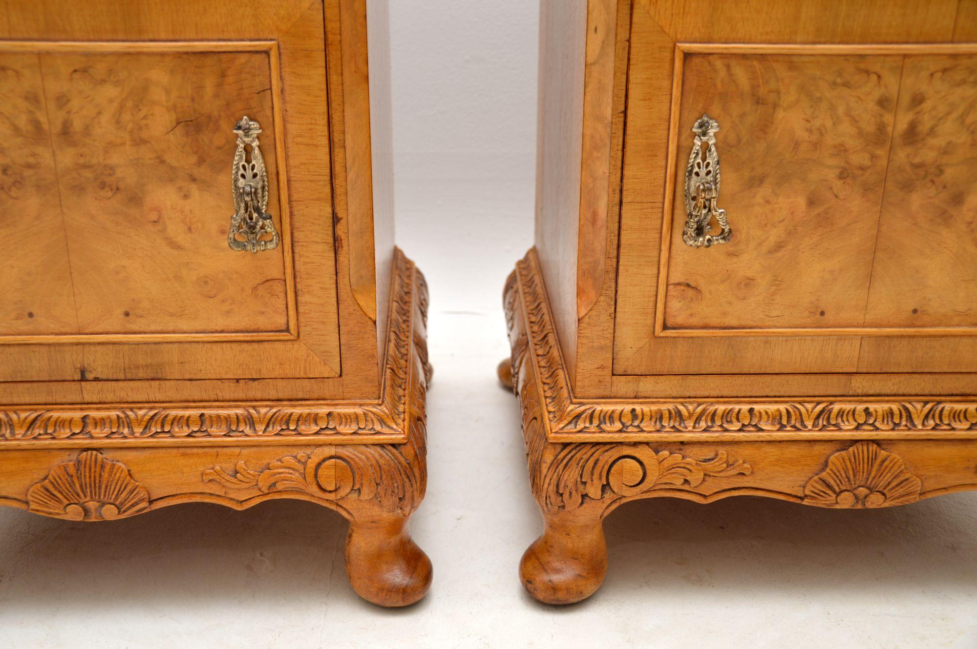 Pair of Antique Burr Walnut Bedside Cabinets 3