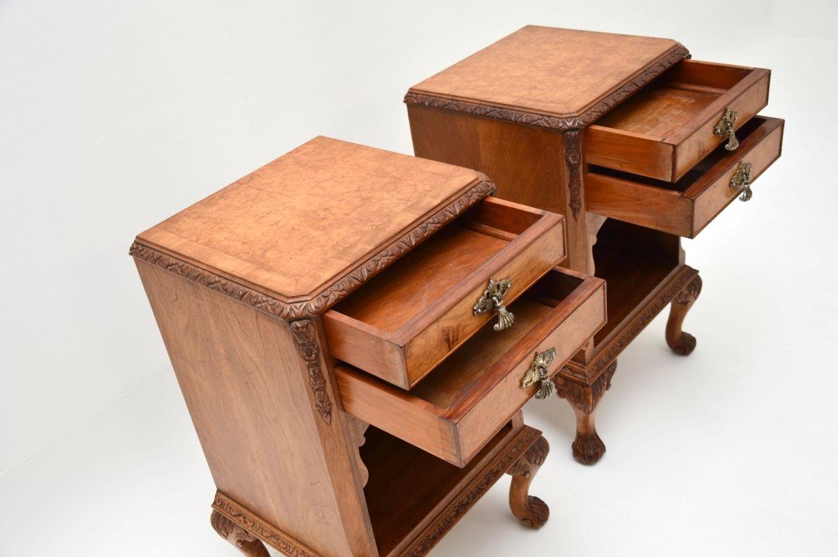 Pair of Antique Burr Walnut Bedside Cabinets 3