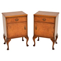 Pair of Antique Burr Walnut Bedside Cabinets