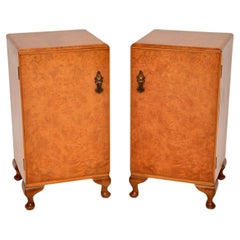 Pair of Vintage Burr Walnut Bedside Cabinets