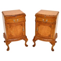 Pair of Antique Burr Walnut Bedside Cabinets