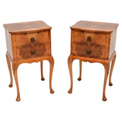 Pair of Antique Burr Walnut Bedside Cabinets