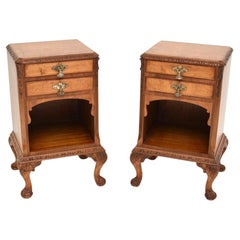 Pair of Antique Burr Walnut Bedside Cabinets
