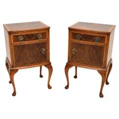Pair of Antique Burr Walnut Bedside Cabinets